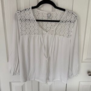 White Lace Detail Women's Top